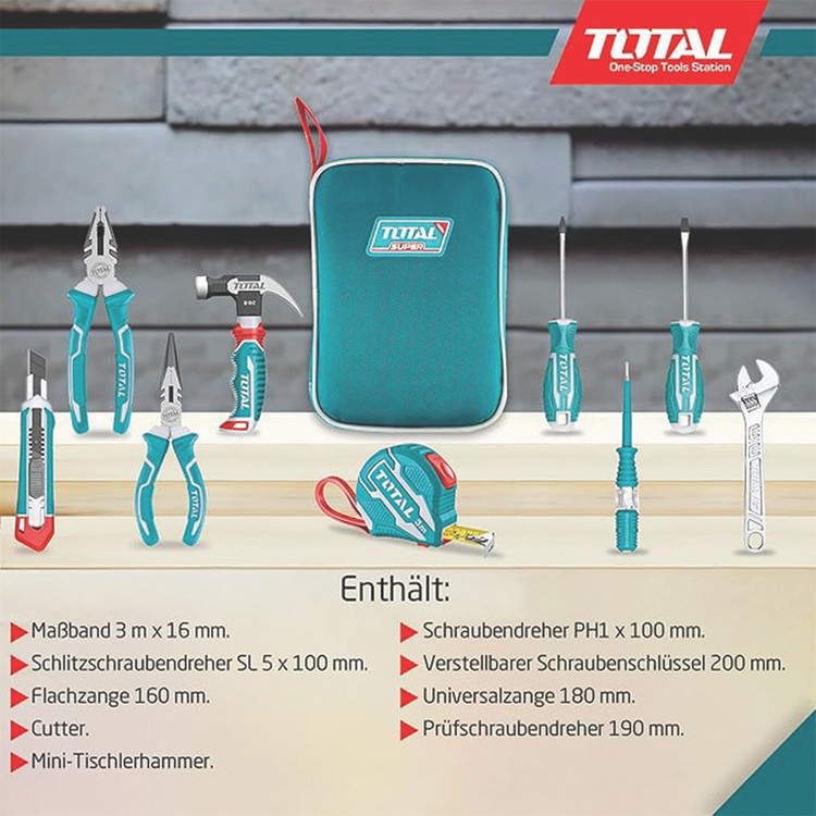 مجموعه 9 عددی ابزار دستی توتال مدل THKTHP90097محصول اصلی شرکتی