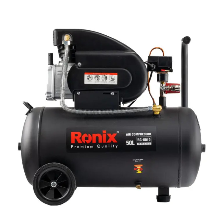 کمپرسور باد 50 لیتری رونیکس 2 اسب بخار مدل RC-5010 با ۱۲ ماه گارانتی شرکتی رونیکس سرویس