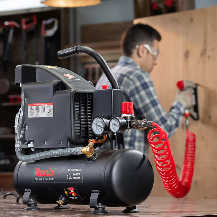کمپرسور باد ۱۰ لیتری رونیکس یک اسب بخار مدل RC-1010 با ۱۲ ماه گارانتی شرکتی